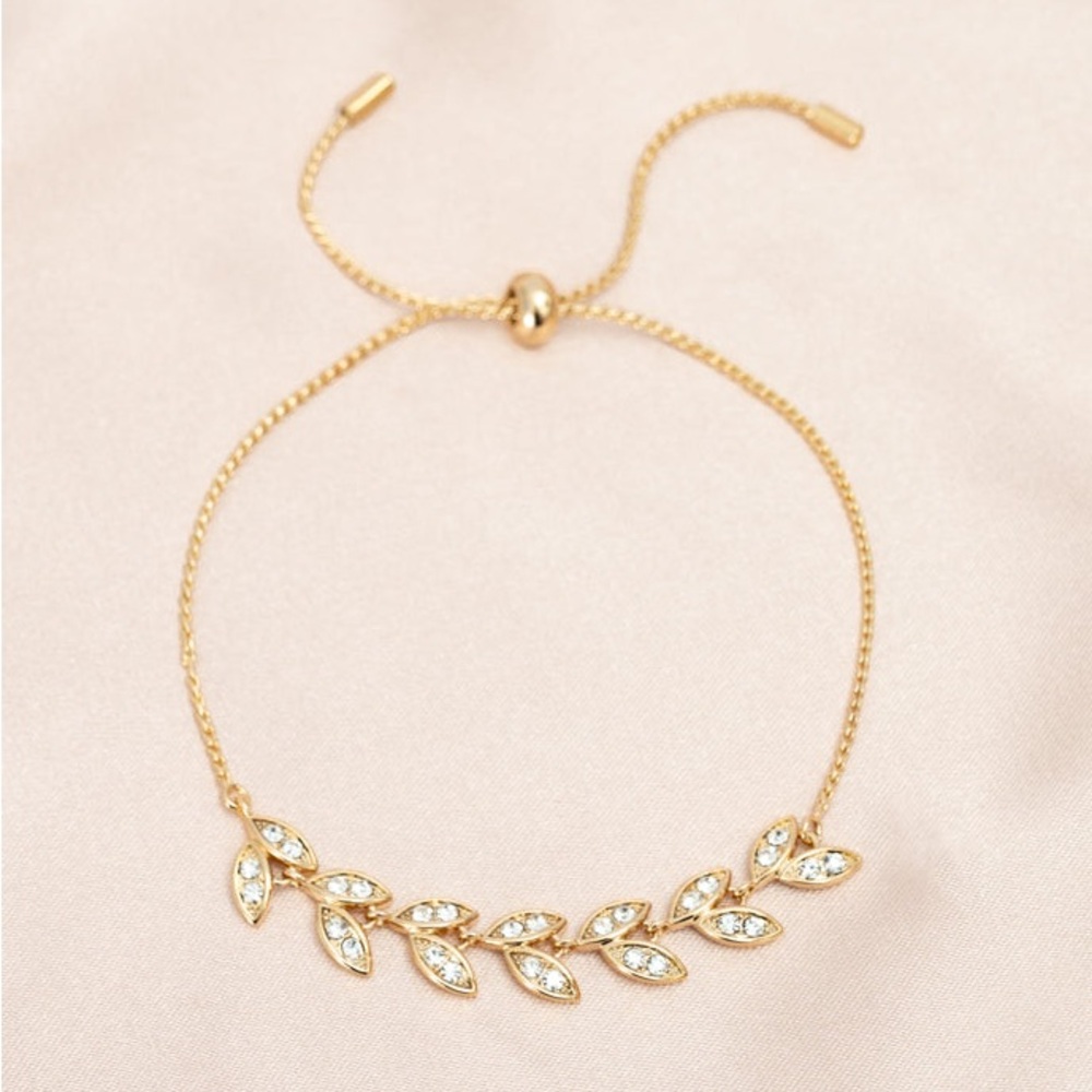 NEW 14K Gold Plated Diamond Olive Branch Bracelet